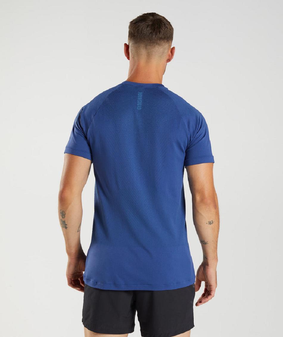 T Shirts Gymshark Apex Seamless Hombre Azules Azules | CO 3323WNB